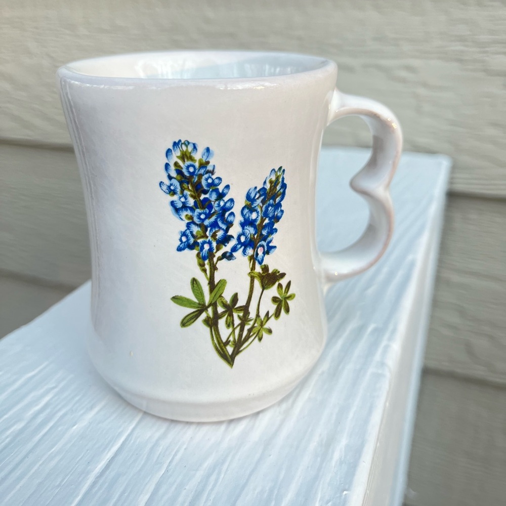 Frankoma Blue Bonnet Flowers with Heart Shaped Handle Mug